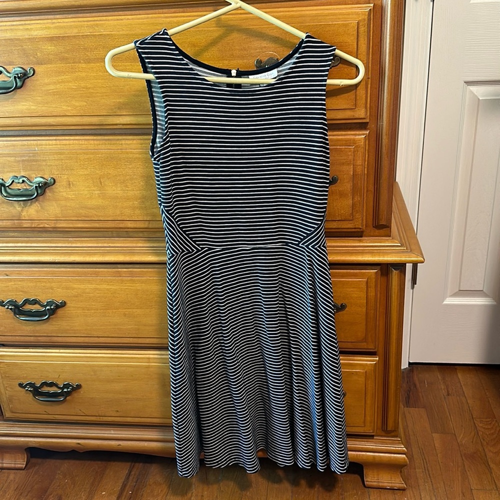 Charter club a line, petite navy, and white striped dress